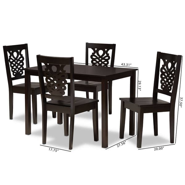 Baxton Studio Luisa Dark Brown Finished Wood 5pc. Dining Set