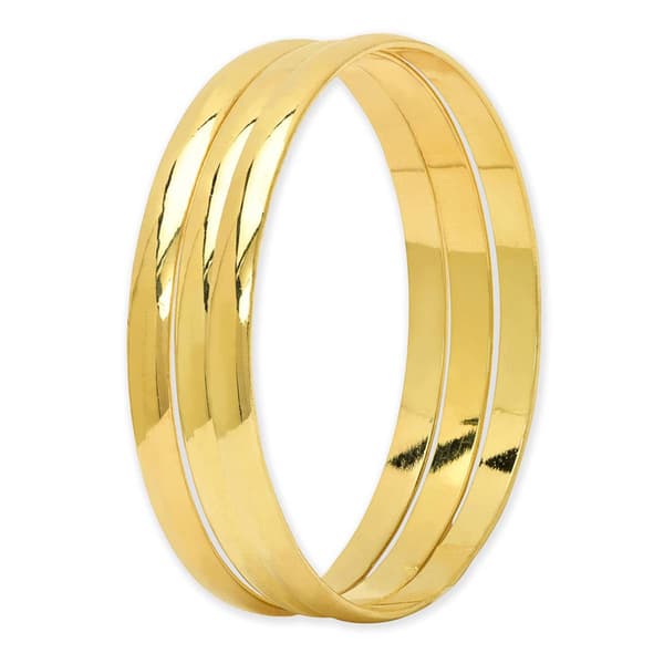 3pc. Gold Plated Thick Shiny Bangle Bracelets - image 