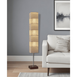 HomeRoots 72in. Brown & Silver Three Light Column Floor Lamp