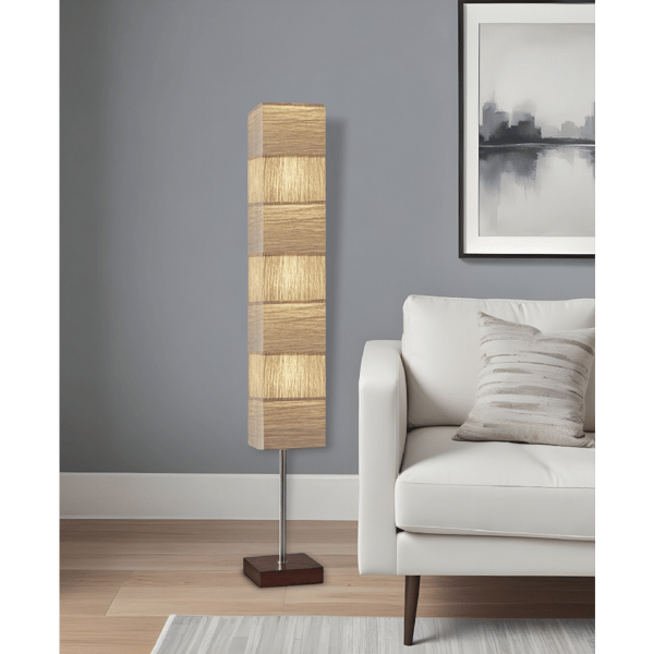 HomeRoots 72in. Brown & Silver Three Light Column Floor Lamp