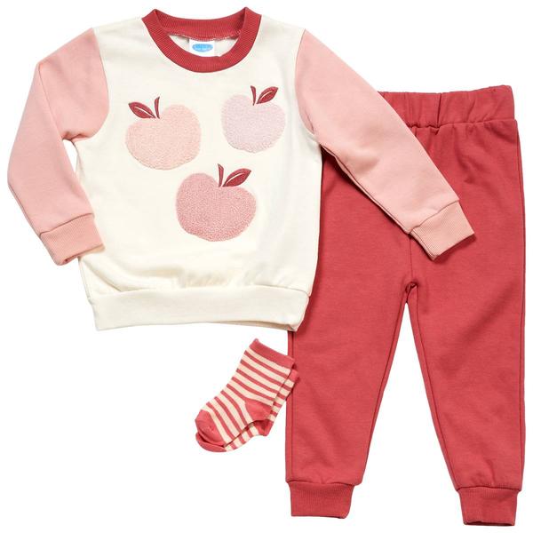 Baby Girl (12-24M) bon bebe(R) Apple Applique Sweatshirt Set - image 