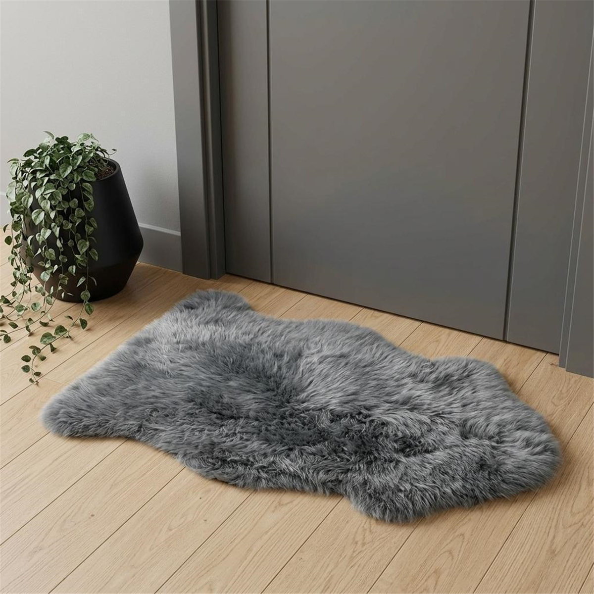 HomeRoots Warm Grey New Zealand Natural Sheepskin Rug