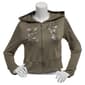 Juniors No Comment Fleece Back Twill Zip Hoodie- Vetiver - image 2