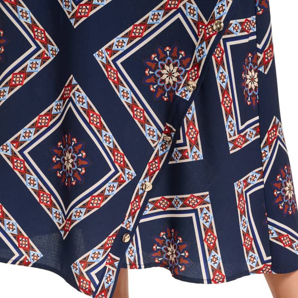 Womens Halston Pull On Geometric Scarf Midi Skirt