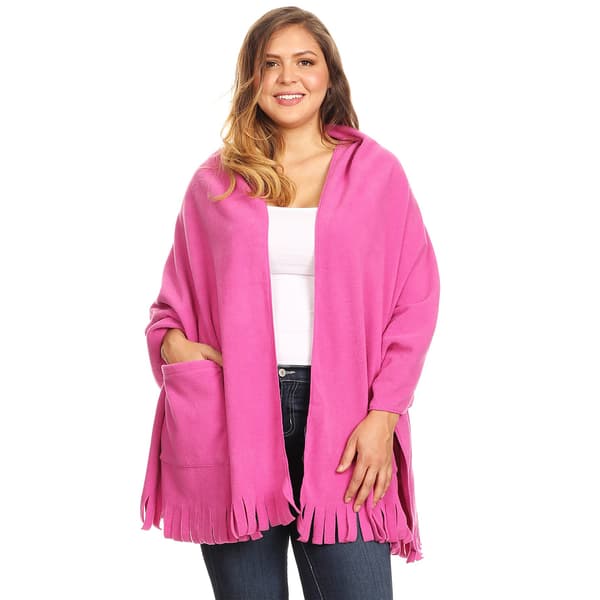 Plus Size White Mark Solid Shawl Poncho