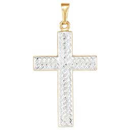 Gold Classics(tm) Two-Tone Polished & Diamond Cut Cross Pendant