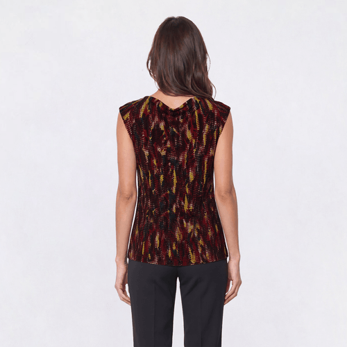 Womens Kasper Cap Sleeve Cowl Neck Abstract Dot Blouse
