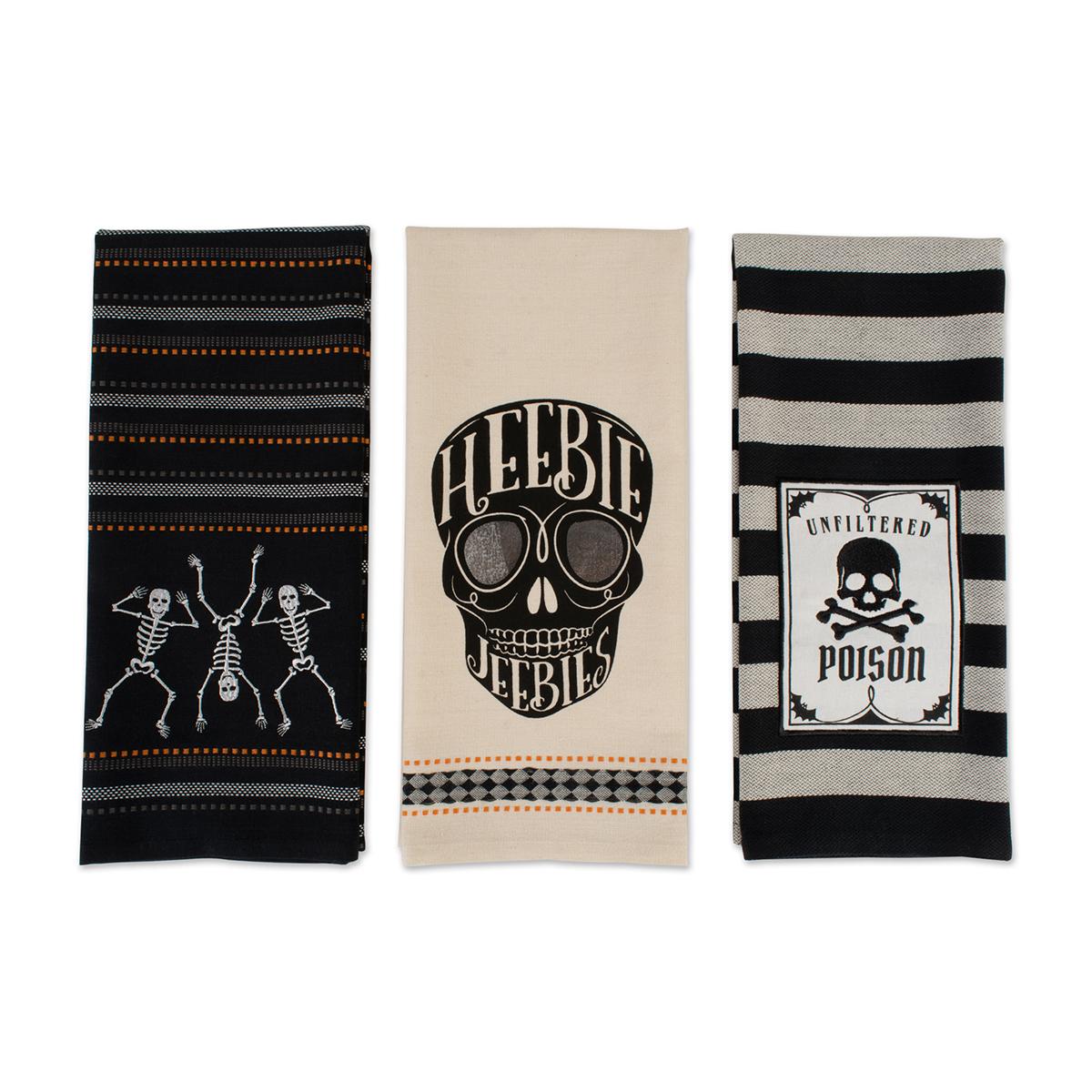 DII® Embellished Skeleton Kitchen Towel Set Of 3
