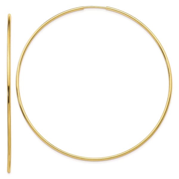 Gold Classics(tm) 10kt. Polished 64mm Endless Tube Hoop Earrings - image 
