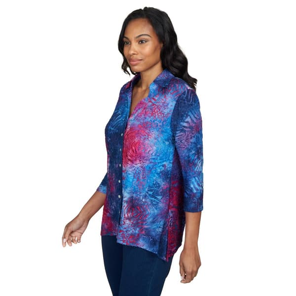 Petite Ruby Rd.Fall Wonders Wonderful Button Down Abstract Blouse