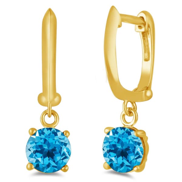 Gemstone Classics(tm) Gold over Silver Blue Sapphire Drop Earrings - image 