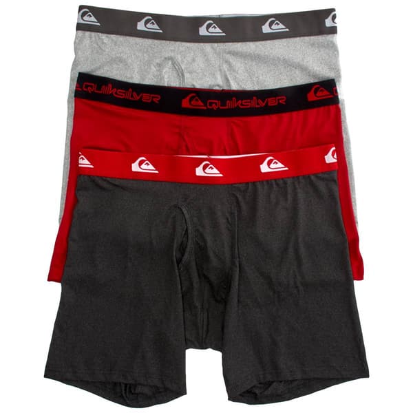 Young Mens Quiksilver 3pk. Solid Fly Front Boxer Briefs