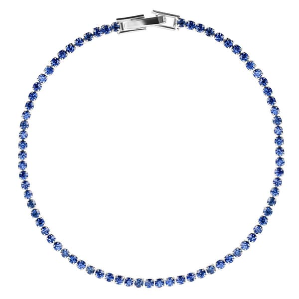 Athra 7in. Silver Plated & Blue Crystal Tennis Bracelet