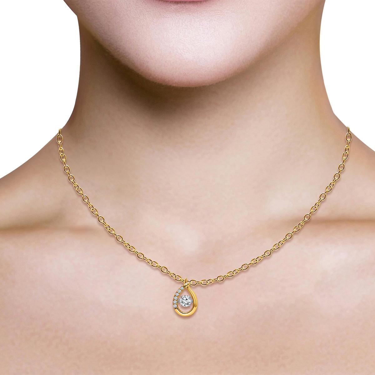 Nova Star® Gold over Silver Lab Grown Round Diamond Pendant