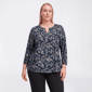 Plus Size Napa Valley 3/4 Sleeve Abstract Dot Pleat Blouse - image 1