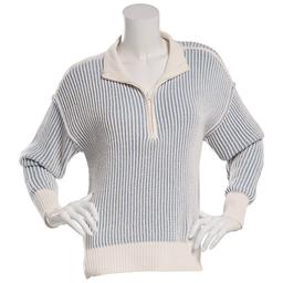 Juniors No Comment Matte Chenille Plaited Rib Quarter Zip Sweater
