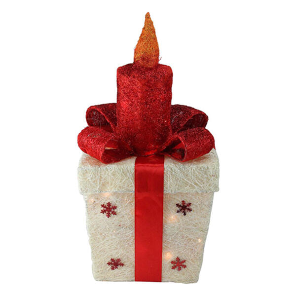 Northlight Seasonal 20in. Pre-Lit Sisal Gift Box with Candle - image 