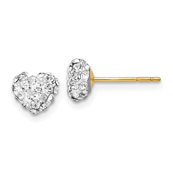 Gold Classics&#40;tm&#41; 14kt. Crystal Heart Stud Earrings - image 
