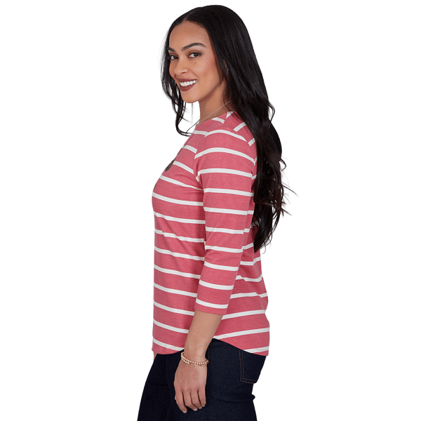 Petite Ruby Rd. Must Haves II Football Bow Stripe Tee