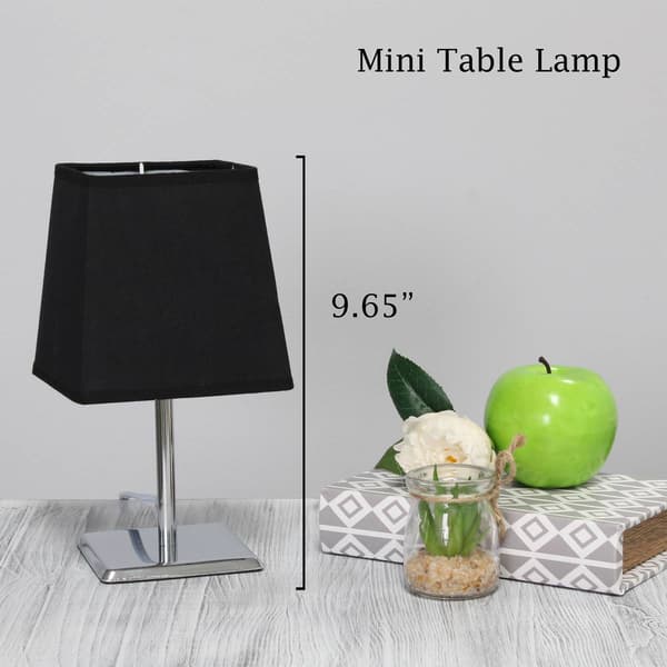 Simple Designs Mini Square Empire Fabric Shade Chrome Table Lamp