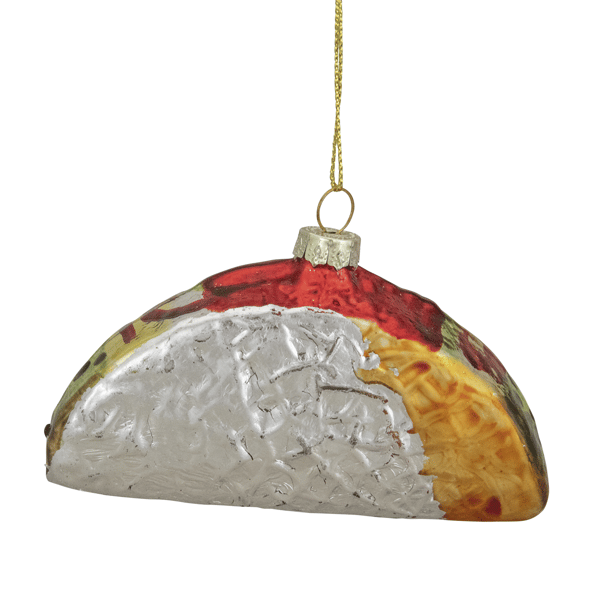 Northlight 4in. Silver & Gold Taco Glass Christmas Ornament