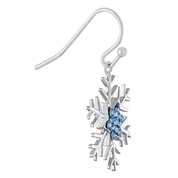 Athra Fine Silver Plated Blue Crystal Snowflake Drop Earrings