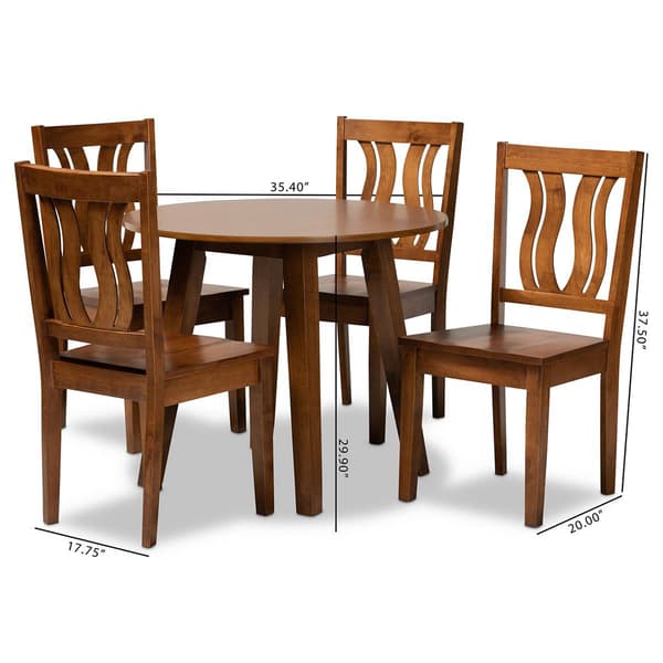 Baxton Studio Anesa Walnut Brown Finished Wood 5pc. Dining Set