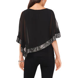 Womens MSK Sequin Trim Poncho Blouse