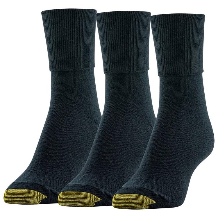 Womens Gold Toe(R) 3pk. Extended Turn-Cuff Quarter Socks