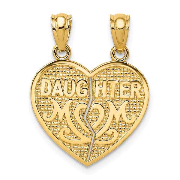 Gold Classics&#40;tm&#41; 14kt. Break Apart DAUGHTER MOM Heart Charm - image 