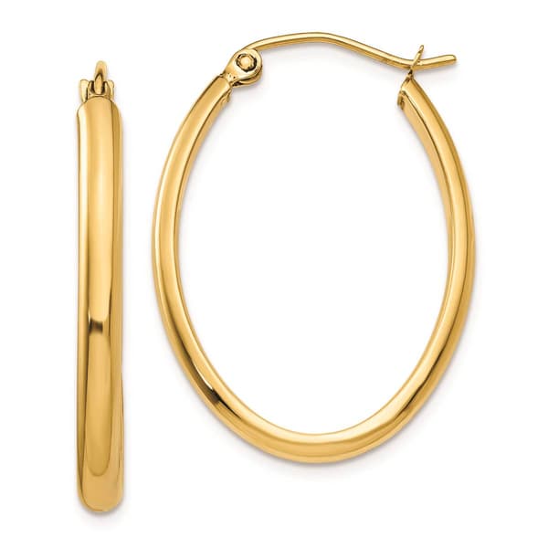 Gold Classics(tm) 14kt. Gold 3mm. Oval Hoop Earrings - image 