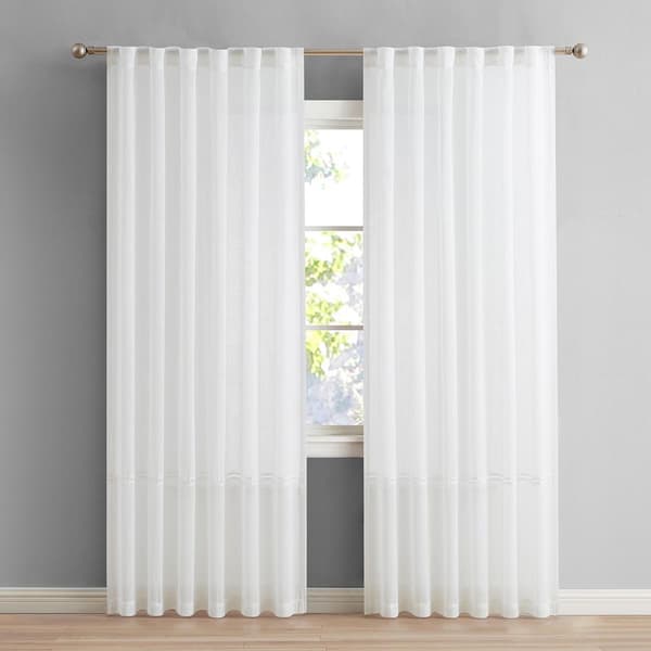 Aria Sheer Rod Pocket Panel Curtain with Trim - image 