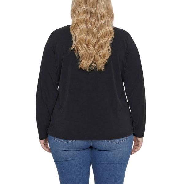 Plus Size NY Collection Long Sleeve Soutache Floral Tee