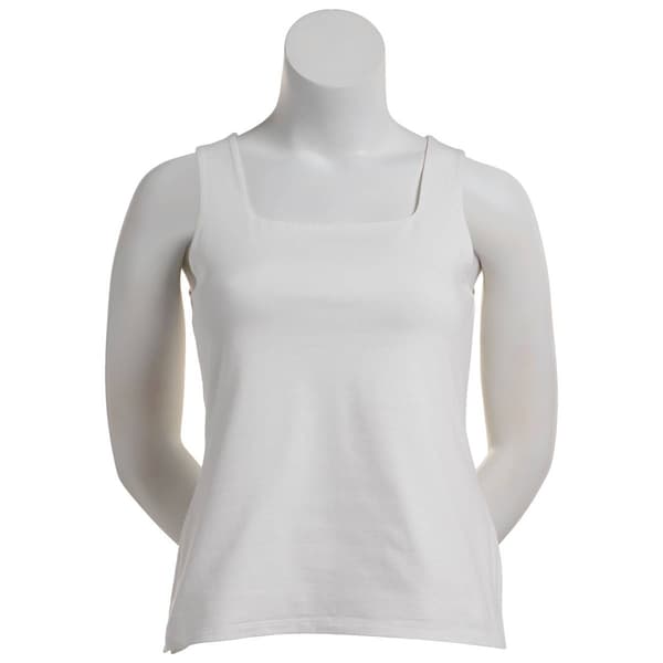 Womens Kasper Solid Double Layer Square Neck Tank