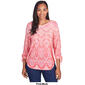Womens Ruby Rd. Must Haves III Medallion Knit Scalloped Tee - image 3