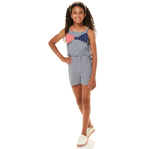 Girls (7-16) Bonnie Jean Americana Seersucker Romper - image 