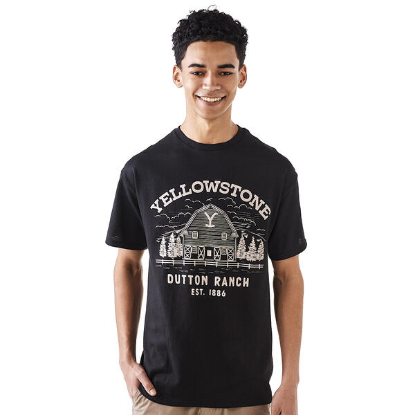 Young Mens Yellowstone Dutton Ranch Graphic Tee - Black - image 