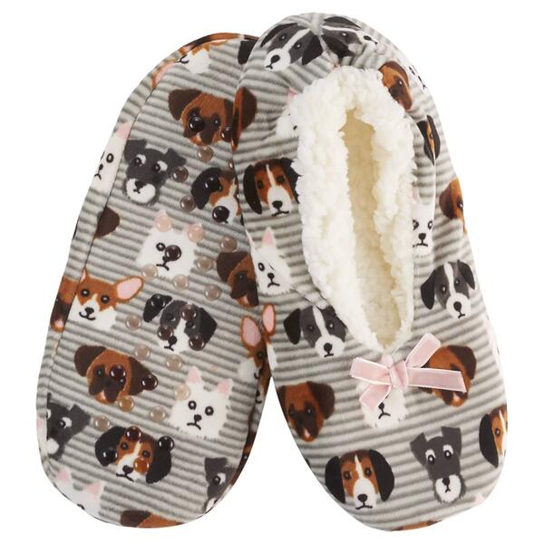 Womens Fuzzy Babba Dog Heads Fuzzy Slipper Socks - image 