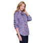 Womens Multiples Long Sleeve Button Front Tweed Blouse - image 3