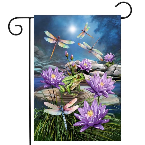 Briarwood Lane Dragonflies & Frog Garden Flag - image 