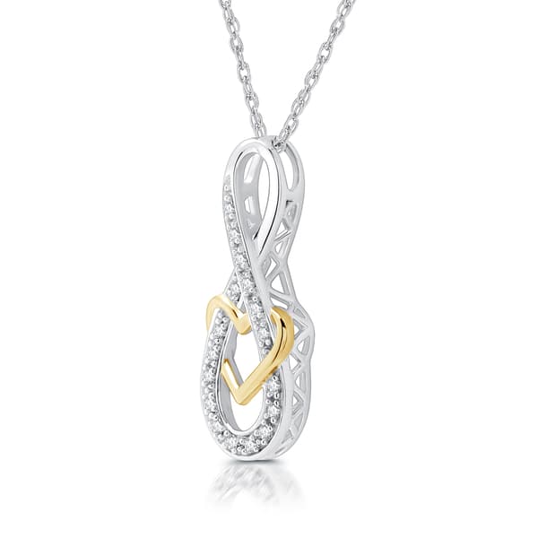 Nova Star® Two-Tone Lab Grown Diamond Ribbon &amp; Heart Pendant