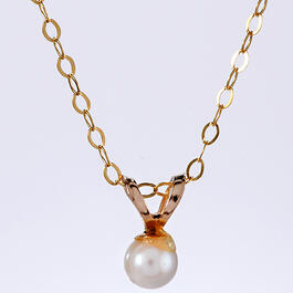 Kids 14kt. Gold 2.50mm Pearl Drop Pendant Necklace