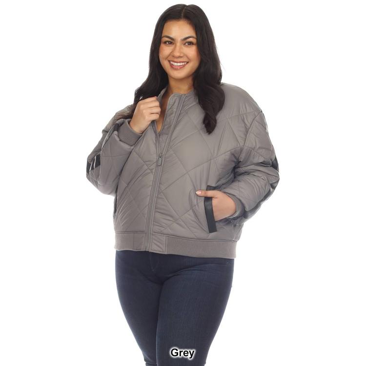 Plus Size White Mark Lightweight Diamond Quilted Puffer Jacket