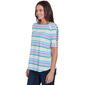 Womens Ruby Rd. Spring Oasis Knit Oasis Stripe Tee - image 3