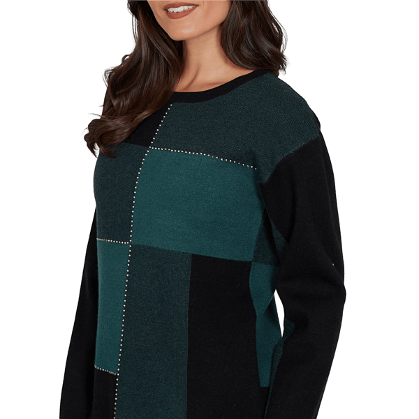 Womens Emaline Feminine Mystique Long Sleeve Color Block Sweater