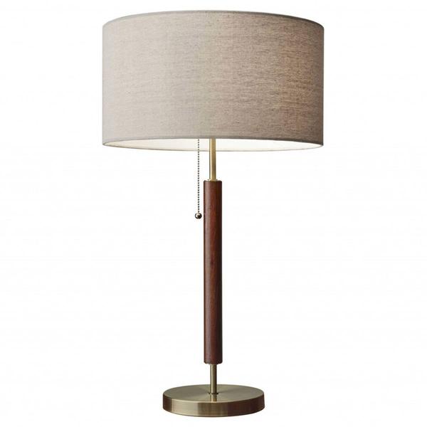 HomeRoots 26in. Antiqued Brass Solid Wood Table Lamp