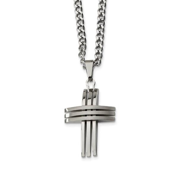 Mens Gentlemen's Classics&#40;tm&#41; Silver Stainless Steel Cross Necklace - image 