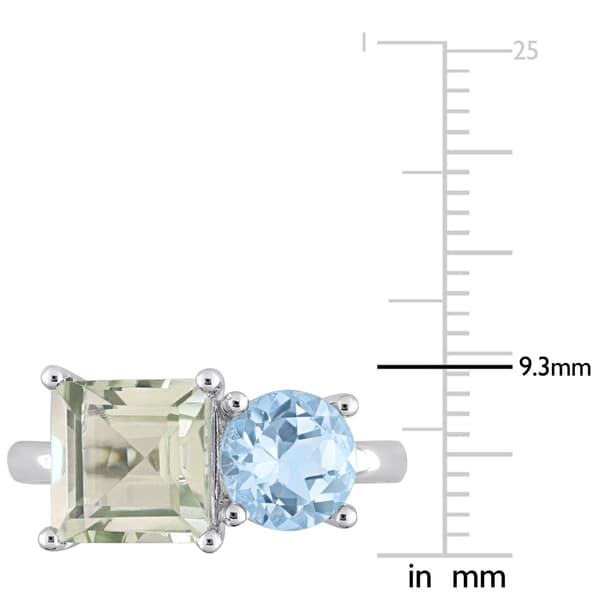 Gemstones Classics™ Octagon Green Quartz & Sky Blue Topaz Ring