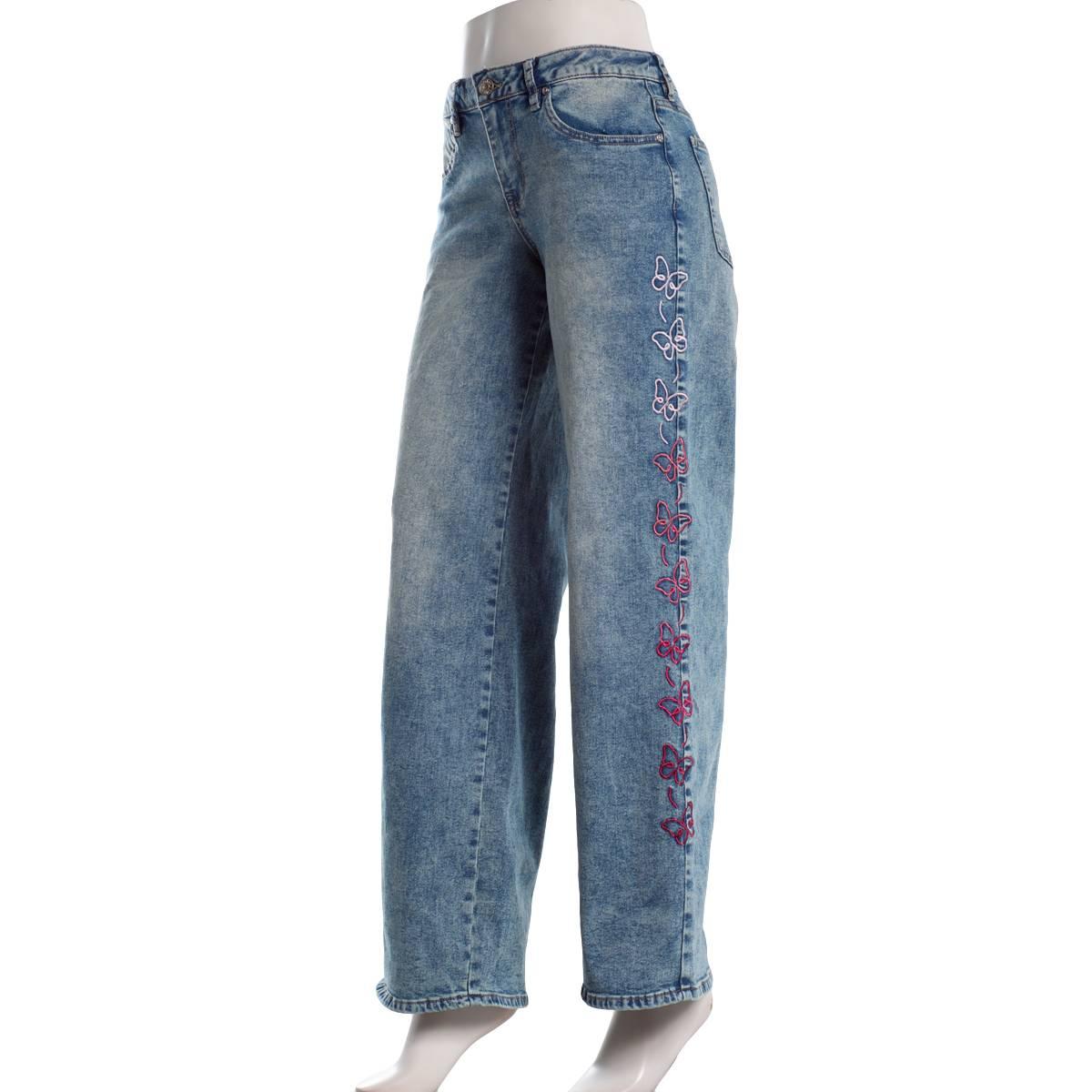 Juniors Madden Girl Ultra 90''s Butterfly Embroidered Jeans