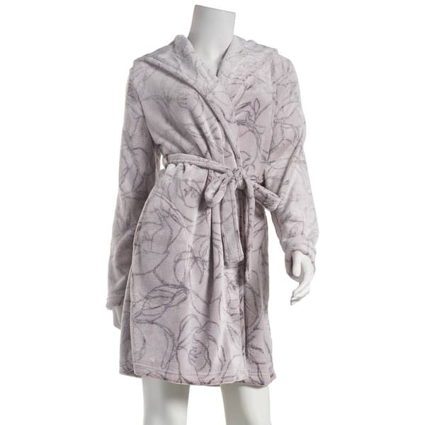Womens Danskin Line Floral Luxe Plush Hooded Wrap Robe - image 
